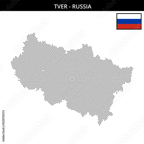 Small circular dotted map of Tver in Russia