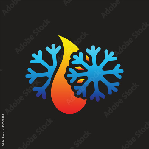 Fire and Snow HVAC Logo – Heating and Cooling Symbol for Climate Control and Energy Services