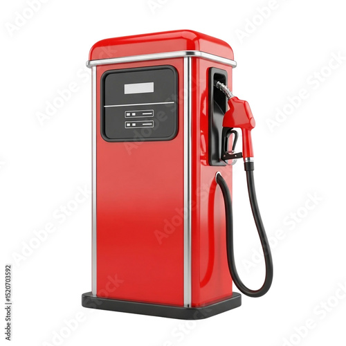 Digital illustration of a red gas pistol with gasoline dispenser pumps isolated on transparent background.