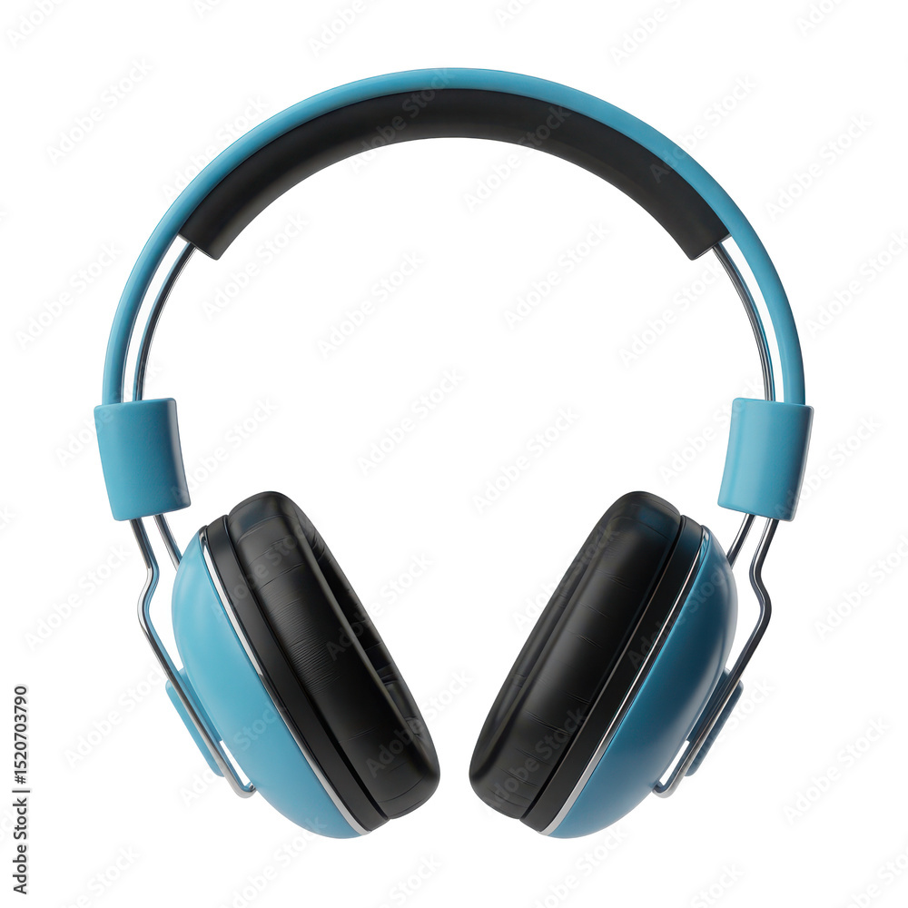 Obraz premium Stylish blue headphones isolated on transparent background