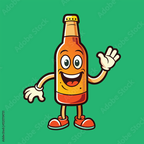 Man's hand holding a brown beer bottle with a blank label