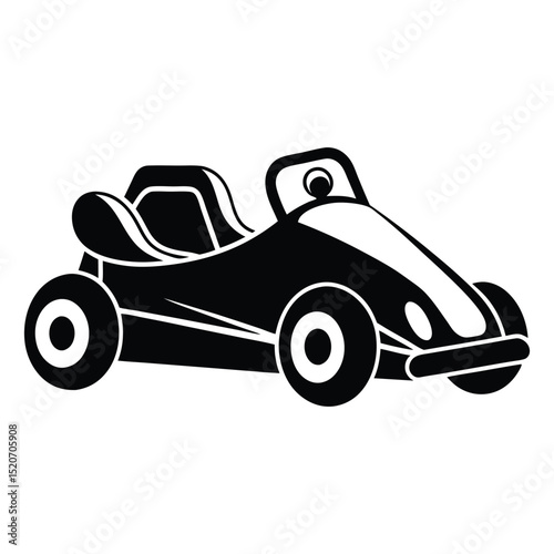 Black and white go kart icon illustration