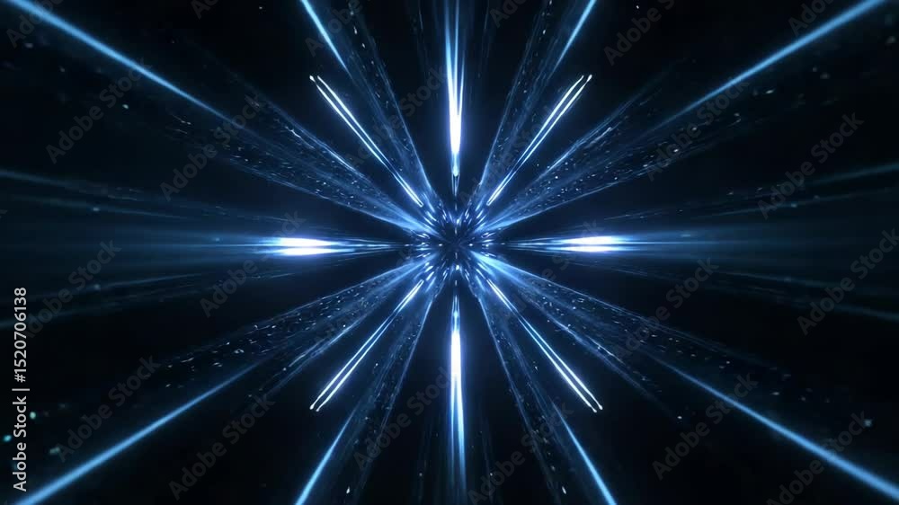 Dark Blue Starburst With Sci-Fi Light Rays Loop