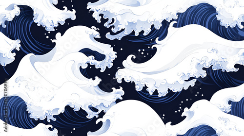 Abstract blue winter sky with frozen snowflake patterns and cloud textures