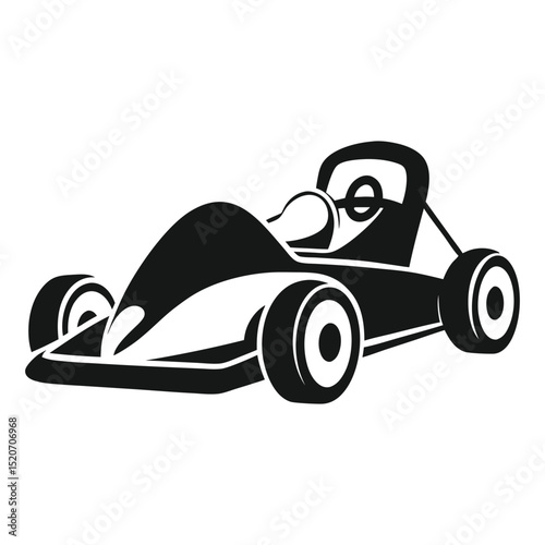 Black and white race car icon illustration
