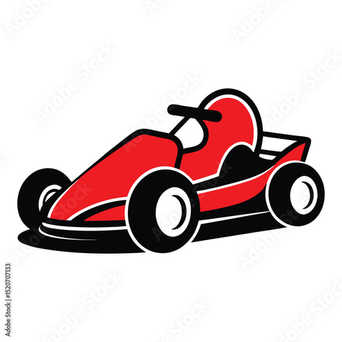 Red go kart racing vector illustration