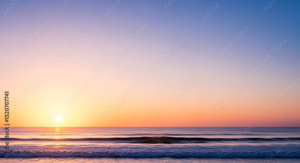 Fototapeta premium Serene Ocean Sunset Vibrant Colors and Calm Waves