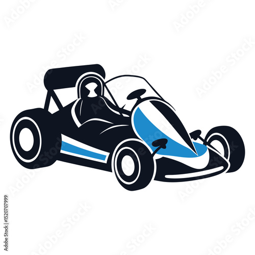 Race car driver in open wheel go kart