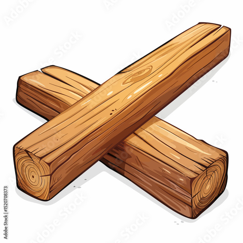 Wood beam isolated on white 
