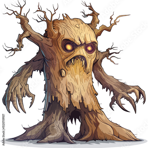 Wood monster on white background 