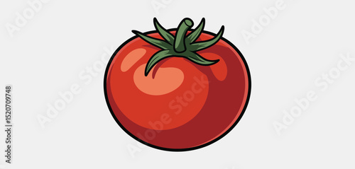 Single Red Tomato Illustration Fresh Vegetable Clipart