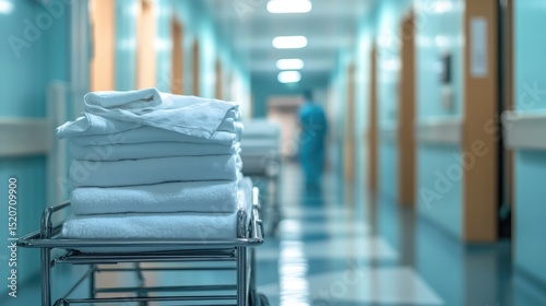 Wallpaper Mural Stack of clean linens on a hospital cart. Torontodigital.ca