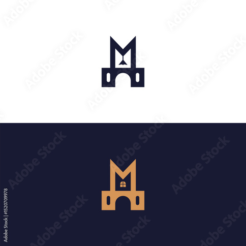 home logo design, the letter "M" is designed to be a symbol or Icon of the house vector, Real estate