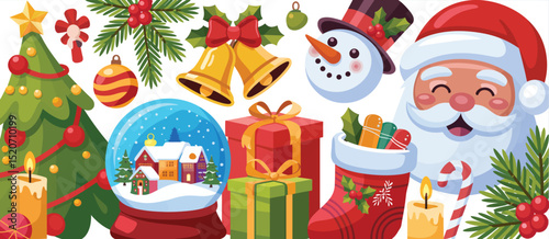 Merry Christmas Festive Elements Collection Illustration