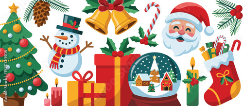Christmas Festive Elements Collection Flat Design