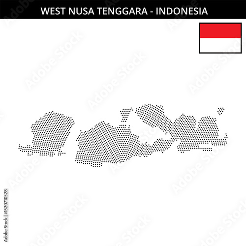 Small circular dotted map of west-nusa-tenggara in Indonesia
