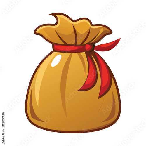 Burlap gift sack  vector art illustration.
