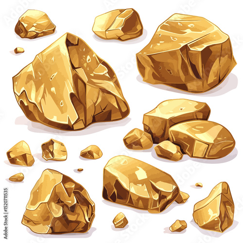 Set of gold on white 