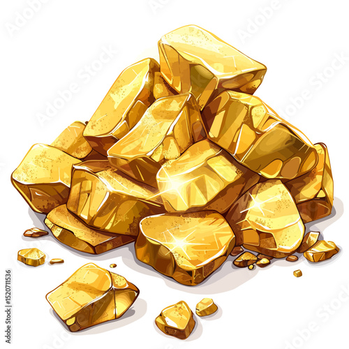 stack of gold bars isolated white background 