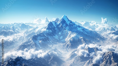 Snow Capped Mountain Peak Above Clouds