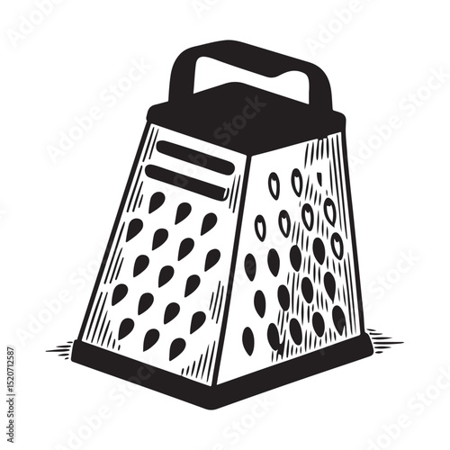 Black metal grater vector isolated on white background.