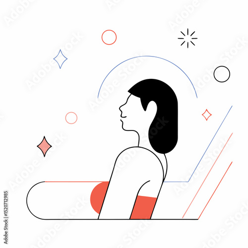 A modern minimalist illustration of a person walking casually while holding a beverage, embodying urban lifestyle and leisure activities