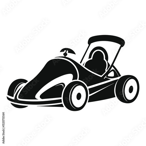 Black and white go kart icon illustration