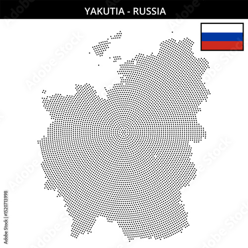 Small circular dotted map of Yakutia in Russia