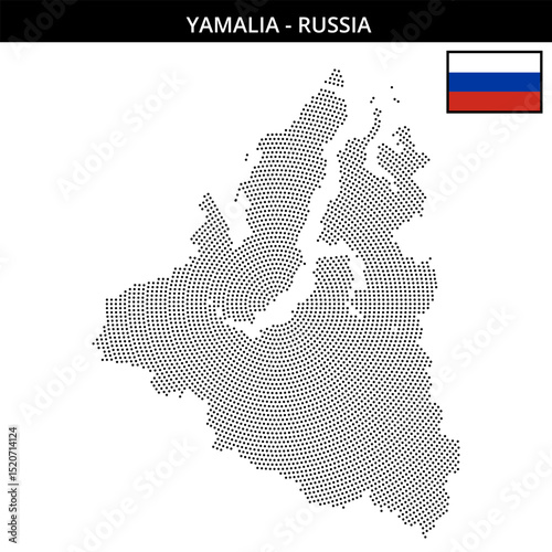 Small circular dotted map of Yamalia in Russia