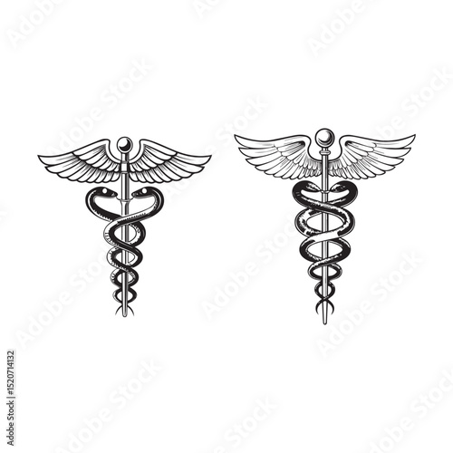 Caduceus Healthcare Medical Snake Staff Symbol Icon