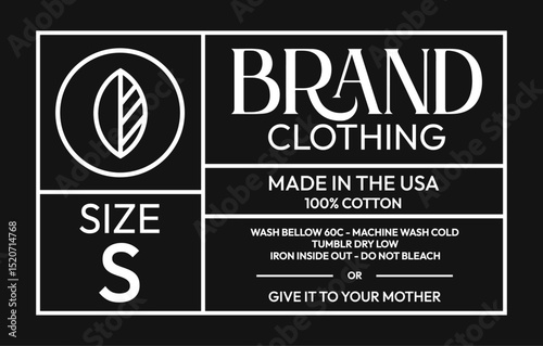 Brand Apparel Label with Washing Instructions