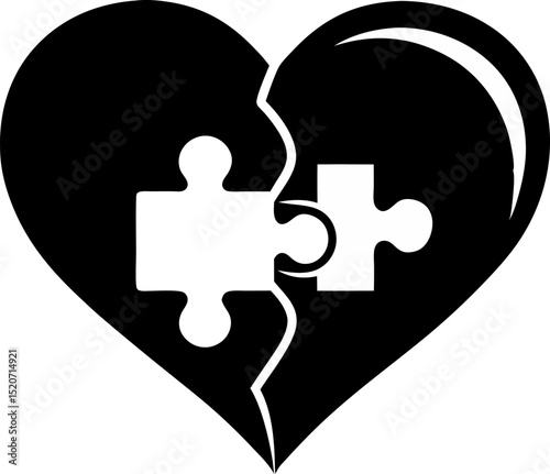 Autism Awareness Heart Silhouette Vector Illustration