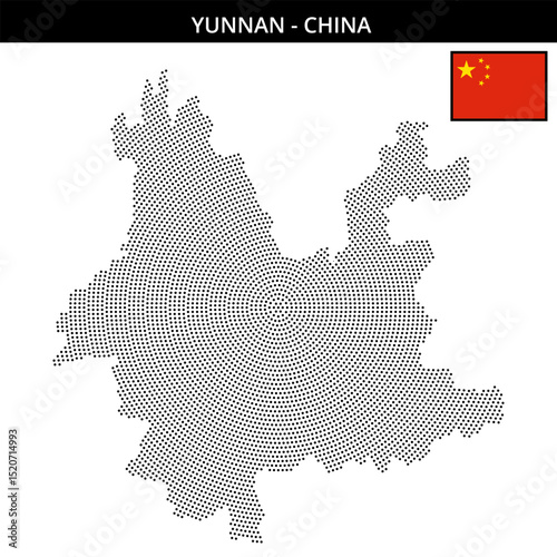 Small circular dotted map of yunnan in China