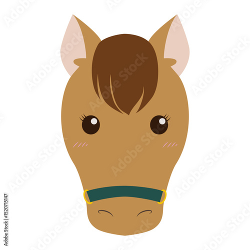 かわいい顔の馬キャラクターのイラスト