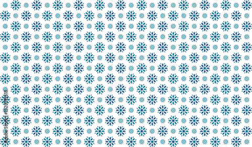 Seamless abstract geometric pattern with small 8 fold double flower in blue and ocean blue on white background. Vector illustration, for masculine shirt lady dress cloth cover decoration  all over 