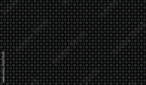 Seamless abstract geometric pattern with small 8 fold double flower in blue gray brown n gold on black background. Vector illustration, for masculine shirt lady dress cloth cover decoration  all over 