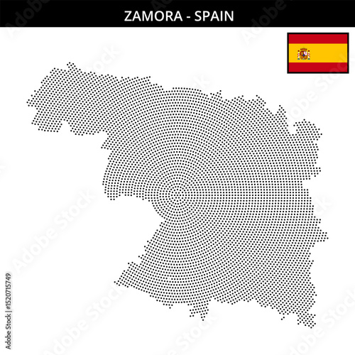 Small circular dotted map of zamora in Spain