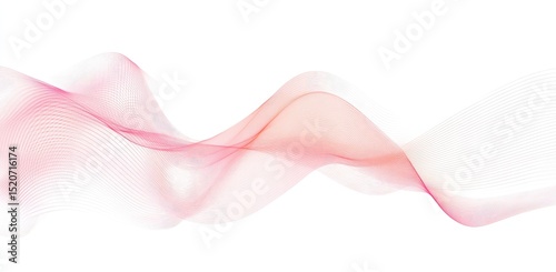 Delicate pink wave abstract, flowing across white background