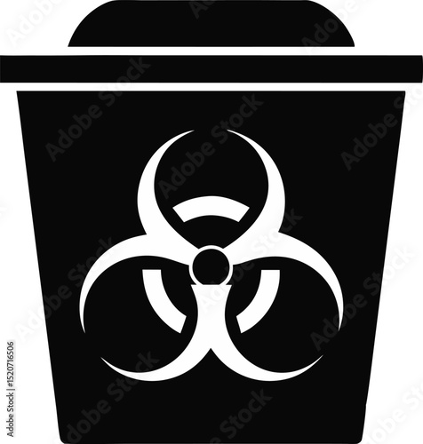 Biohazard Waste Bin Silhouette Vector Illustration