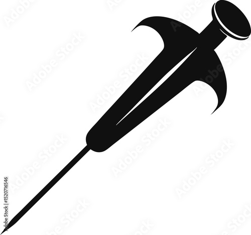 Biopsy Needle Silhouette Vector Illustration 