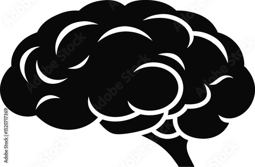 Brain Scan Silhouette Vector Illustration 