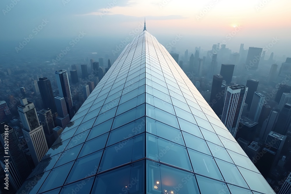 Fototapeta premium Futuristic cityscape view from modern skyscraper