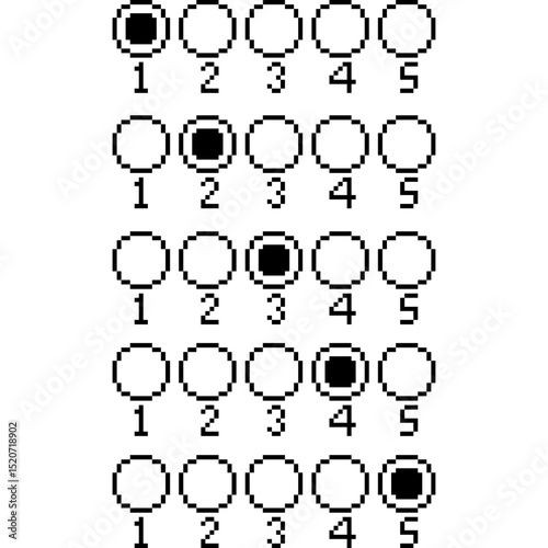Pixel Art Rating Scale – 1 to 5 Survey Buttons