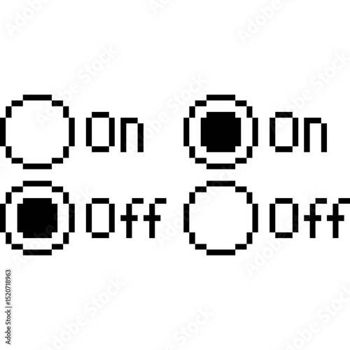 Pixel Art On Off Toggle Switches - Retro Radio Buttons