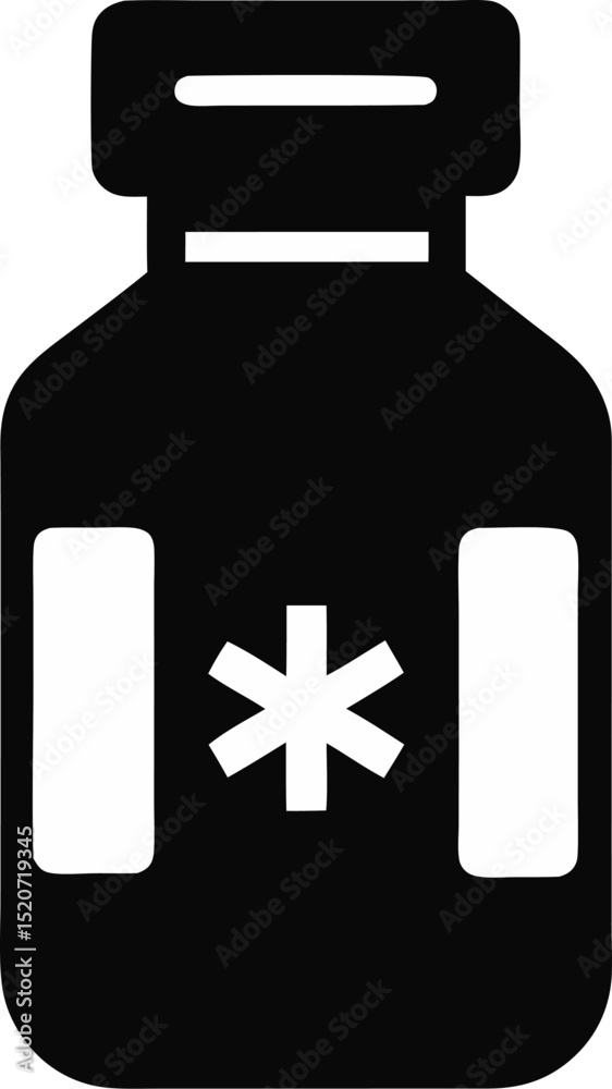 Obraz premium Cold Medicine Bottle Silhouette Vector Illustration