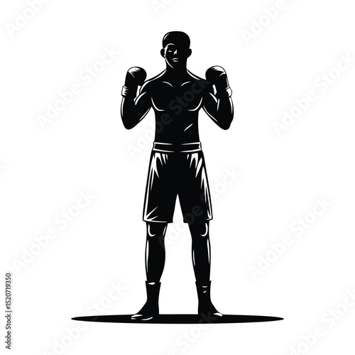 boxer silhouette vector icon on white background