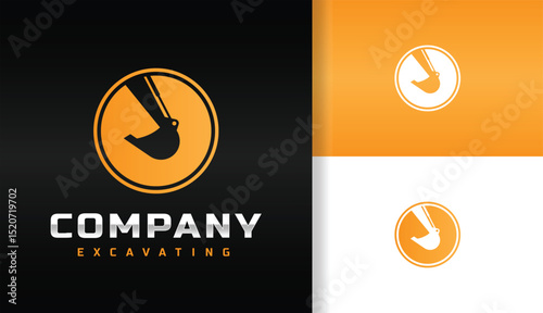A CIRCLE WITH SILHOUETTE OF EXCAVATOR LOGO