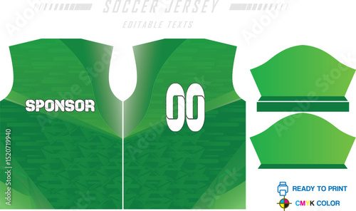 Fabric textile design for Sport t-shirt, Soccer jersey for football club. uniform front view.