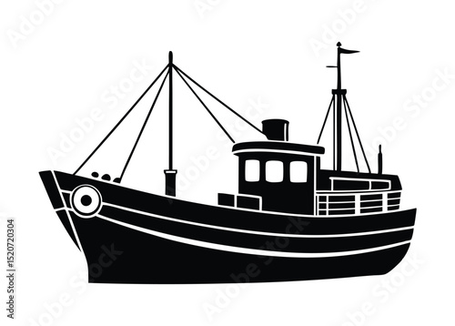 Simple Silhouette of a Fishing Boat