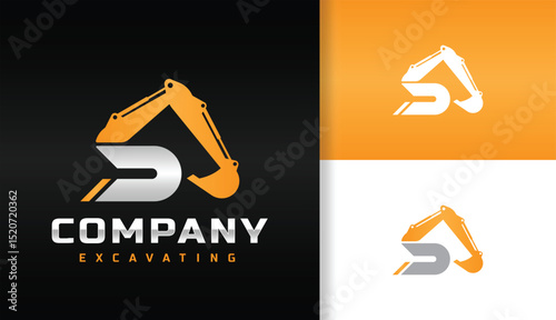 INITIAL LETTER S EXCAVATOR LOGO